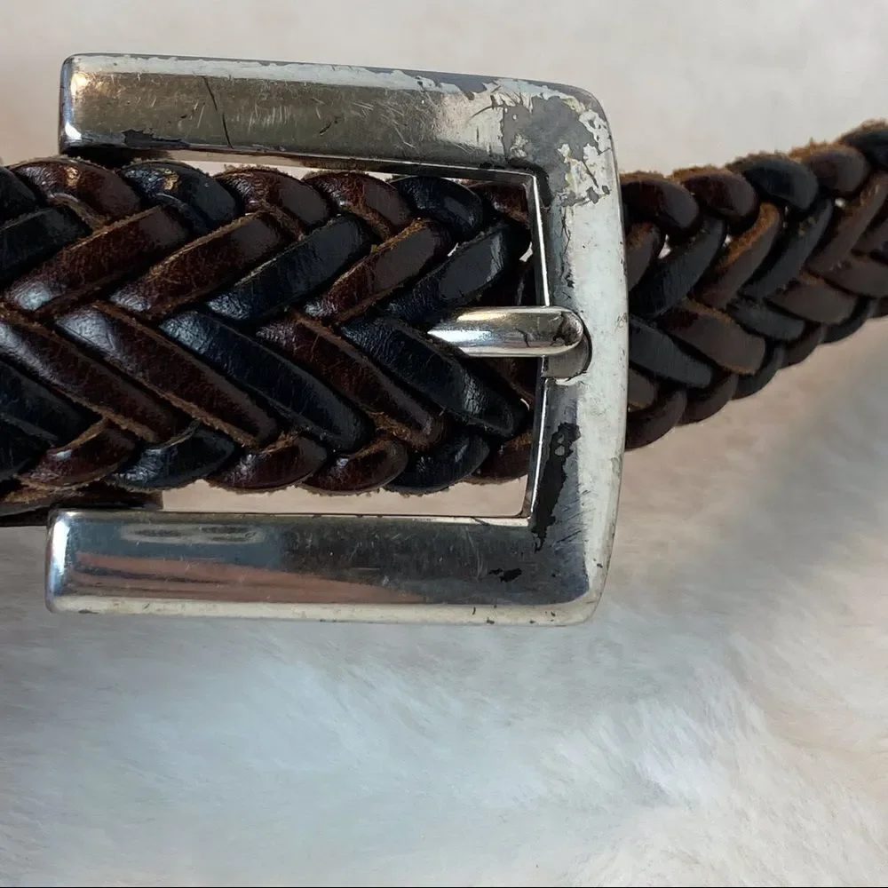 Brighton Brown Braided Leather Belt Size M/L